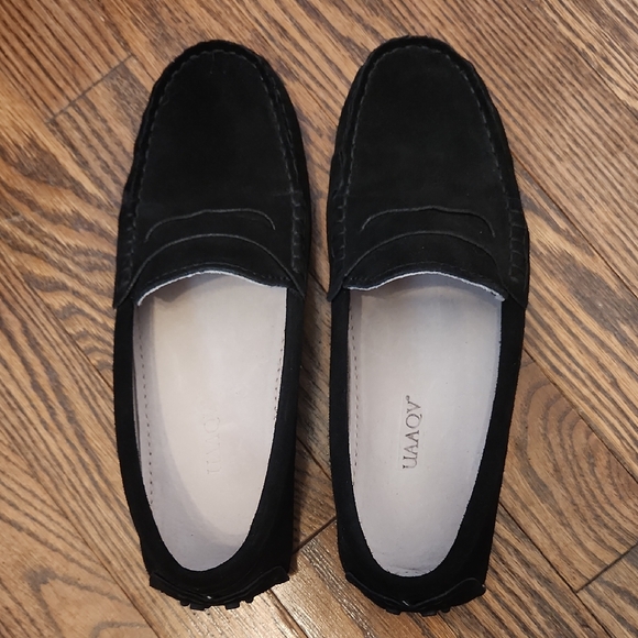 Women's Black Suede Loafers - Picture 2 of 4